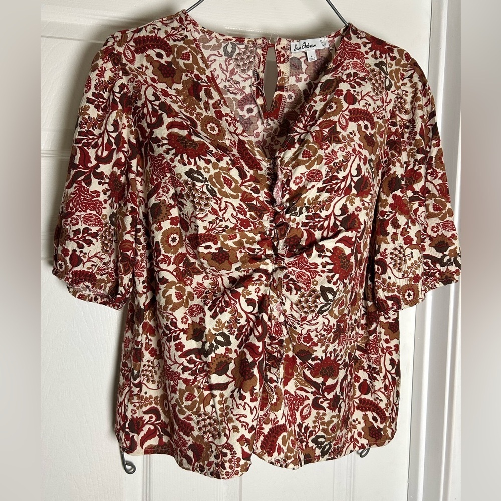 Sam Edelman Red and Brown Floral Blouse - Picture 4 of 6
